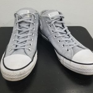Gray mid-top converse